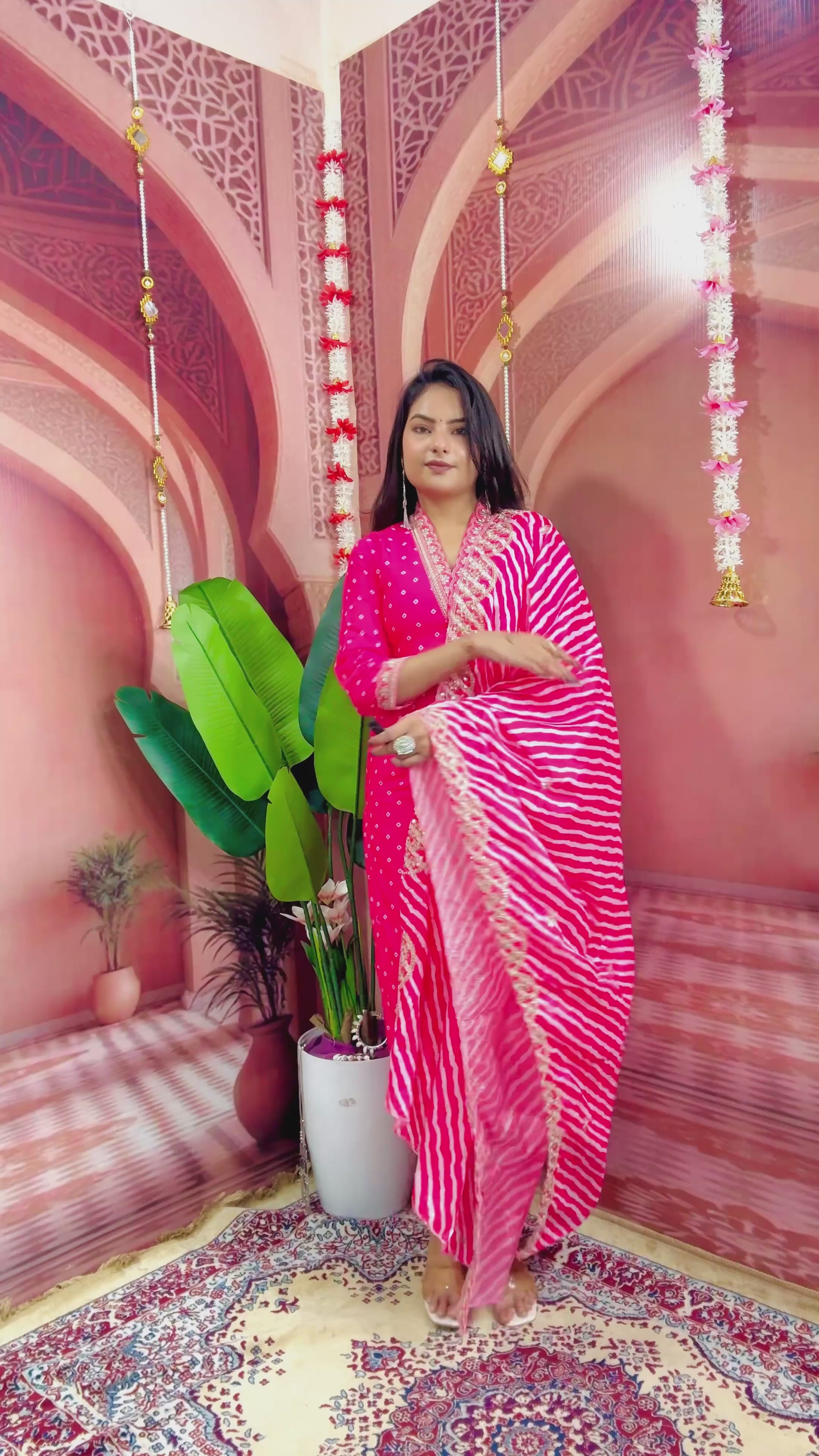 Party Wear Pink MUSLIN Kurta With Pant And Dupatta For Women