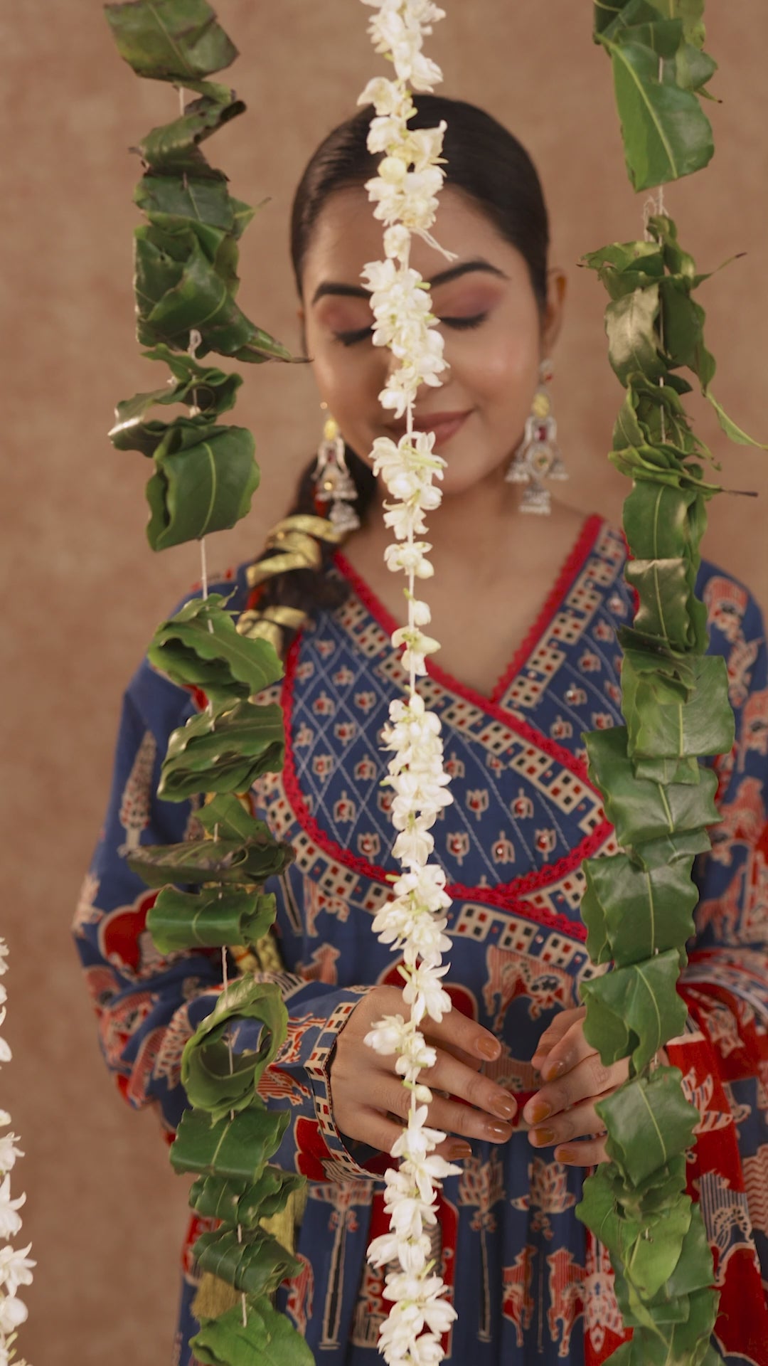 Women Angrakha Cotton Work Sequence Katha Embroidered and Crosio Lace Worked Animal Printed Kurta With Pant and Dupatta