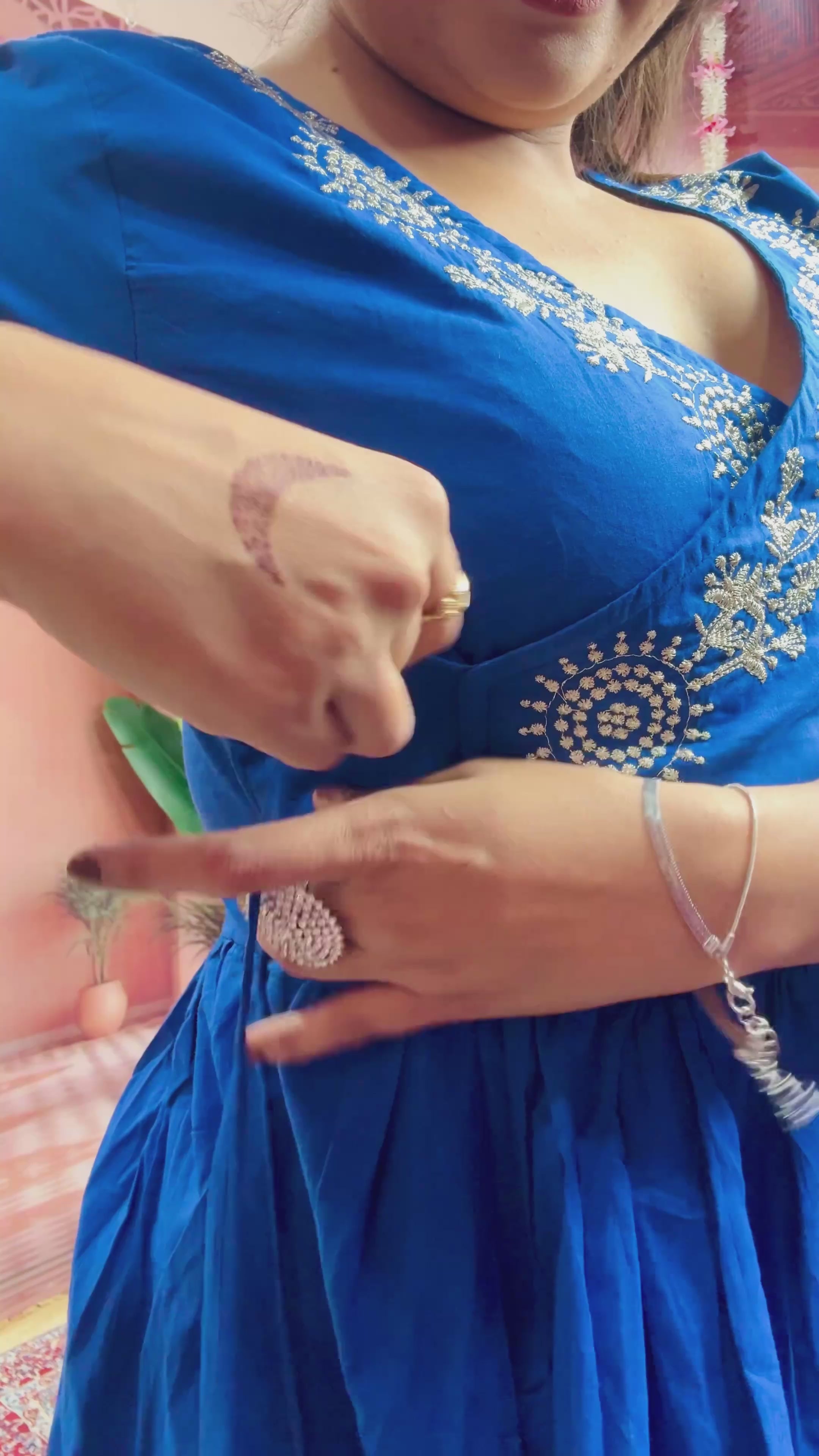 Beautiful Heavy Embroidery on kurtas and sleeves and  Sequence Work on Front Yoke Cotton Blue Kurta  With Pant and Dupatta