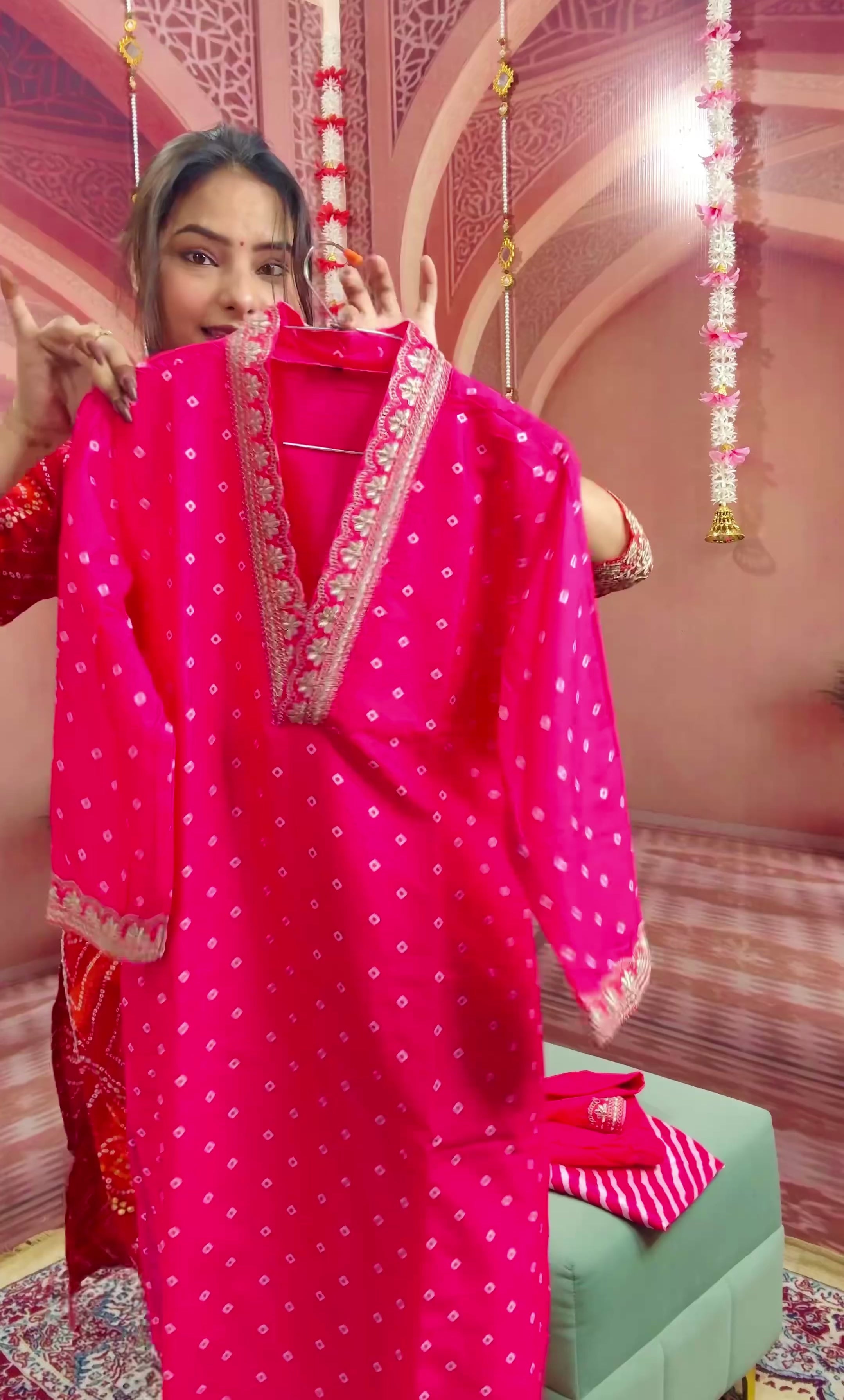 Party Wear Pink MUSLIN Kurta With Pant And Dupatta For Women